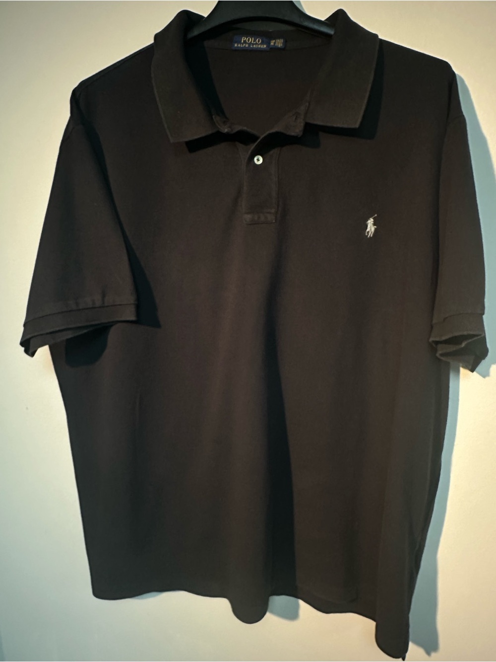 Ralph Lauren Black Polo Shirt with Silver/Gray Pony Logo